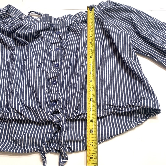 Charlotte Russe Blue Pinstriped Off The Shoulder - Picture 4 of 6